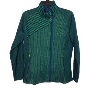 Title Nine Asymmetrical Full Zip Wool Blend Sweater Size Large Hiking Golf